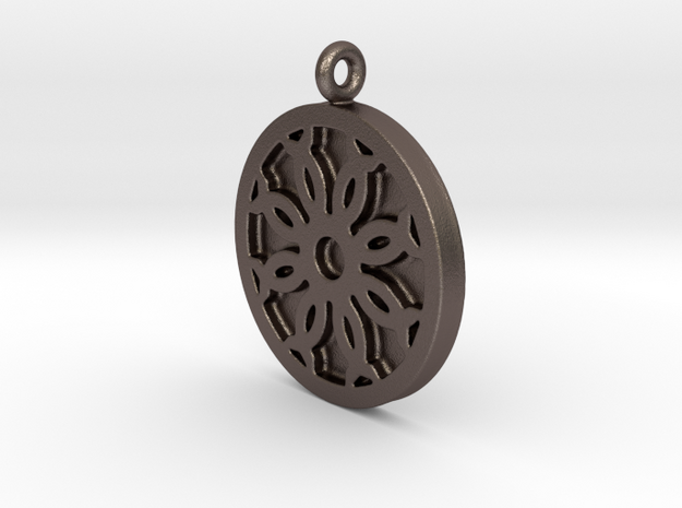 Crest pendant full in Polished Bronzed Silver Steel
