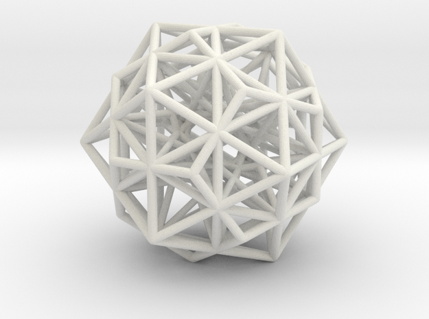 Super Stellated IcosiDodecahedron 1.4" in White Natural Versatile Plastic