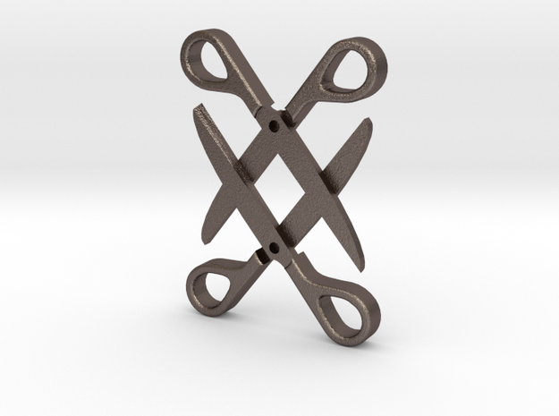 Sapphic: Scissor pendant in Polished Bronzed Silver Steel