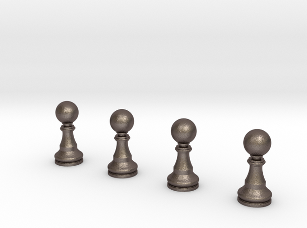 4 Pawns Only in Polished Bronzed Silver Steel