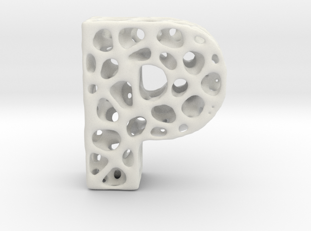 Voronoi Letter ( alphabet ) P in White Natural Versatile Plastic