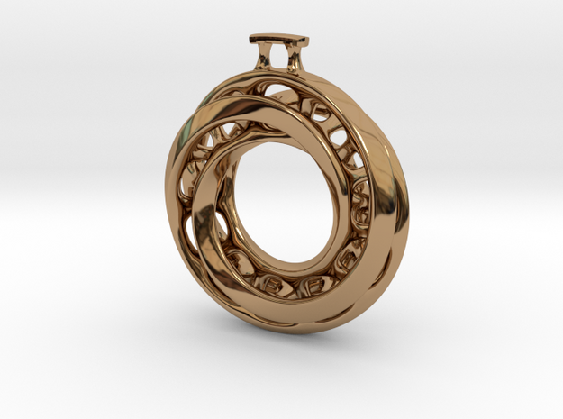 Moebius Twisted Pendant Interlocked in Polished Brass (Interlocking Parts)