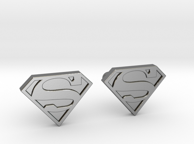 Superman Cufflinks in Polished Silver