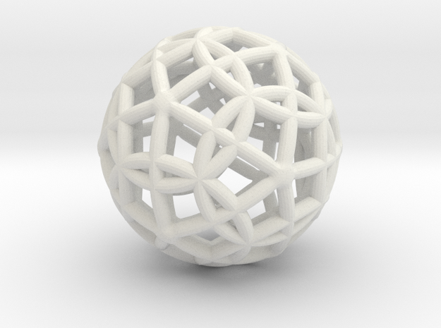 Spherical Icosahedron with Dodecasphere 1" in White Natural Versatile Plastic