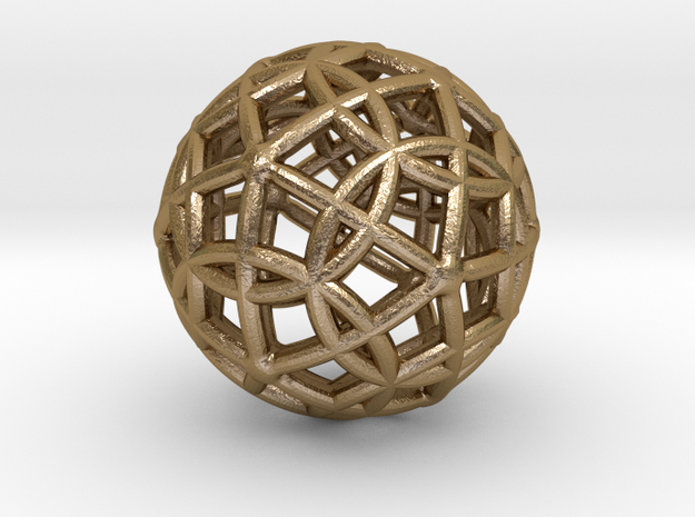 Spherical Icosahedron with Dodecasphere 1" in Polished Gold Steel