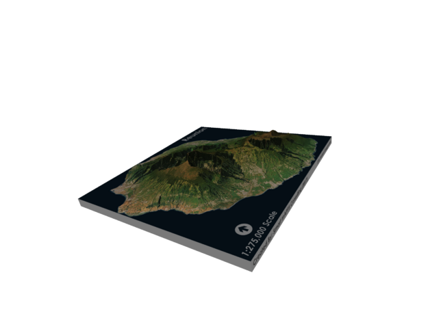Reunion Island Map in Glossy Full Color Sandstone