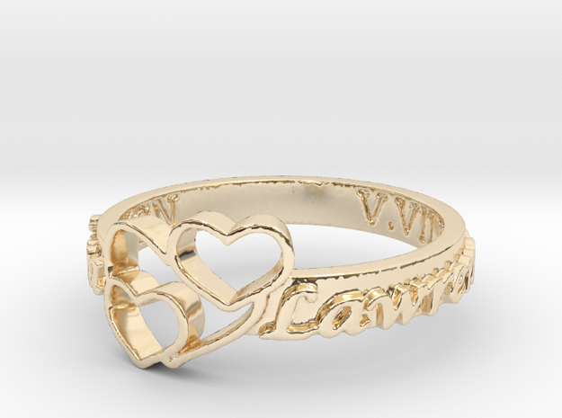 Anniversary Ring with Triple Heart - May 7, 1990 in 14k Gold Plated Brass: 10 / 61.5