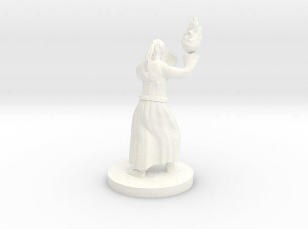 Kansif, the Half Orc Wizard with Book and Fireball in White Processed Versatile Plastic