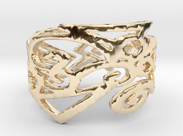 Charm Ring Design Ring Size 7 in 14k Gold Plated Brass