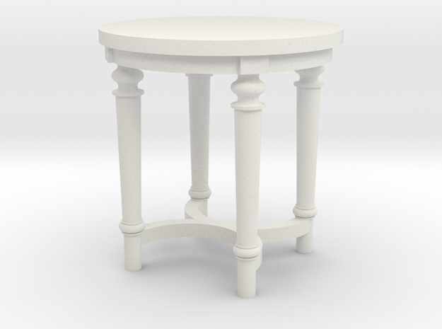 1:48 French Country Side End Table in White Natural Versatile Plastic