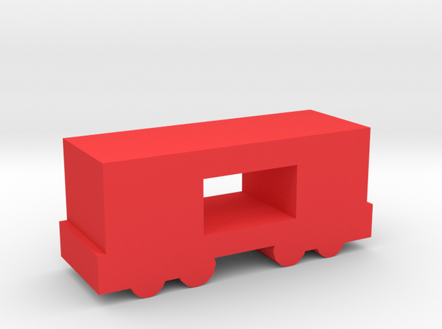 Game Piece, Freight Train Box Car, Open in Red Processed Versatile Plastic