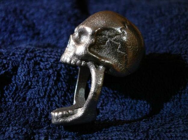 Skull Ring (size 7) in Polished Bronzed Silver Steel