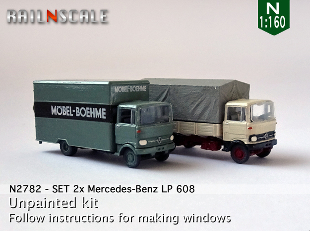 SET 2x Mercedes-Benz LP 608 (N 1:160) in Tan Fine Detail Plastic
