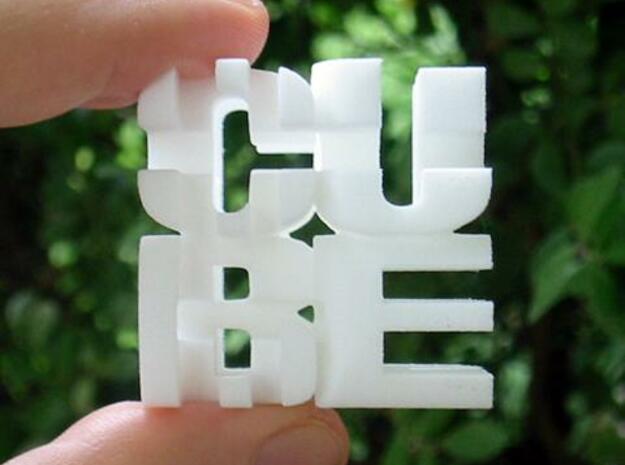 "Cube" Cube in White Natural Versatile Plastic