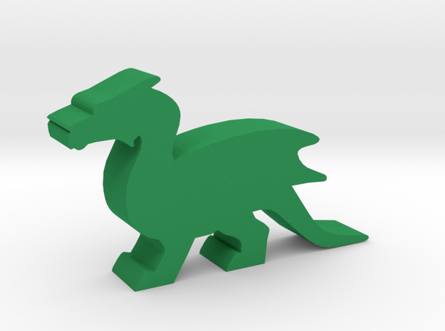 Game Piece, Dragon, Wings Folded in Green Processed Versatile Plastic