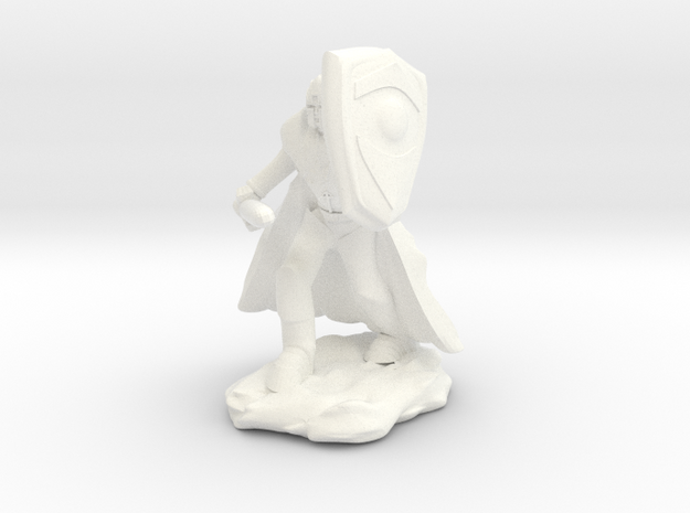 Human Paladin in Plate with Sword and Shield in White Processed Versatile Plastic