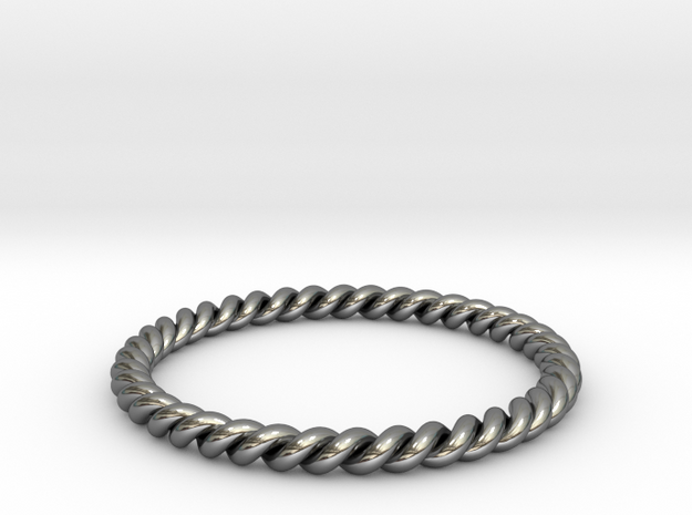 TWIST BAND RING in Fine Detail Polished Silver: 6 / 51.5