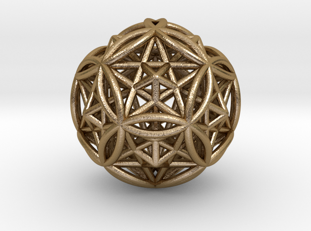Dodecasphere w/ Icosahedron & Star Faced Dodeca 2" in Polished Gold Steel