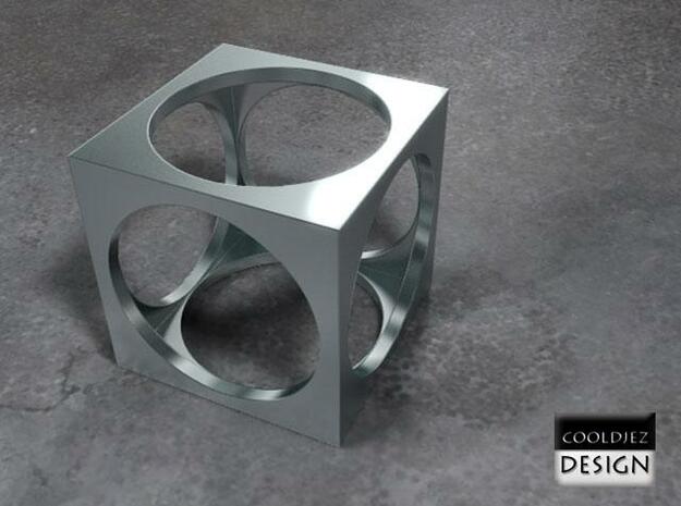 Ring - Cube in Polished Bronzed Silver Steel