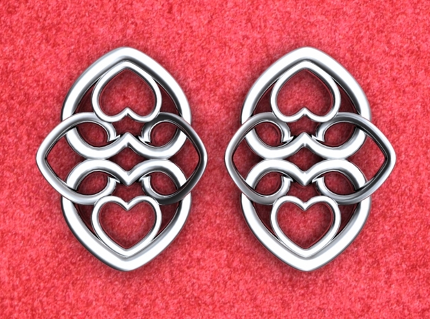 Heart Motif Earring in Polished Silver