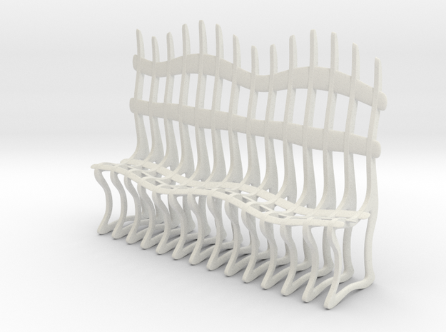 Ribbed Bench in White Natural Versatile Plastic: Small