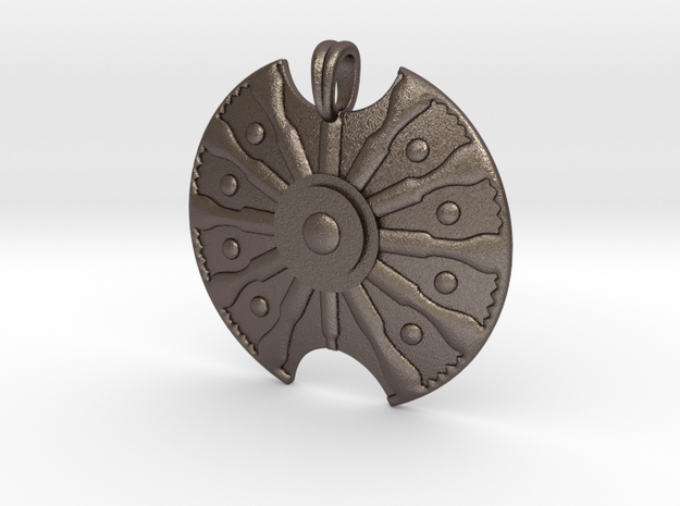 Troy Shield Pendant in Polished Bronzed Silver Steel