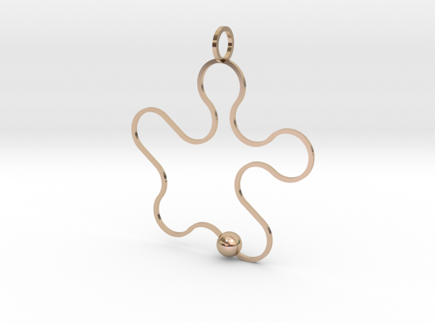 curves and lines with ball in 14k Rose Gold Plated Brass