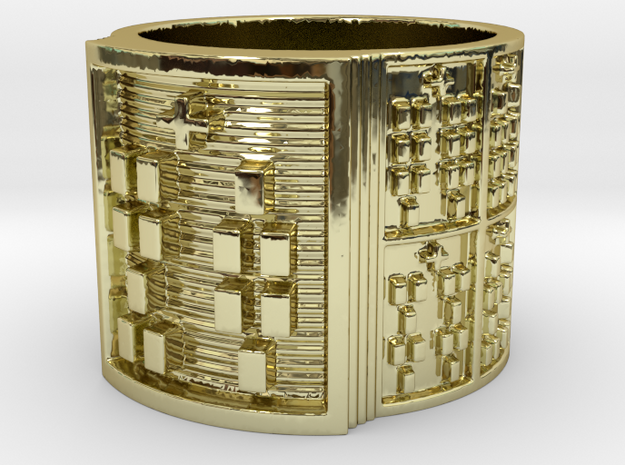 ODITRUPON Ring Size 11-13 in 18k Gold Plated Brass: 12 / 66.5