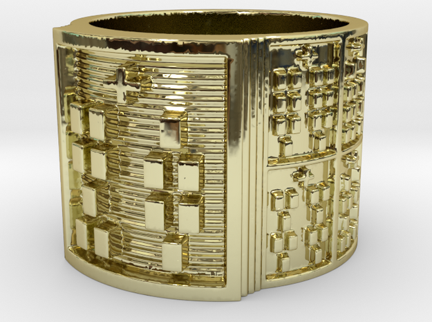 ODITRUPON Ring Size 13.5 in 18k Gold Plated Brass
