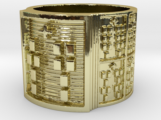 OJUANIALAKENTU Ring Size 13.5 in 18k Gold Plated Brass
