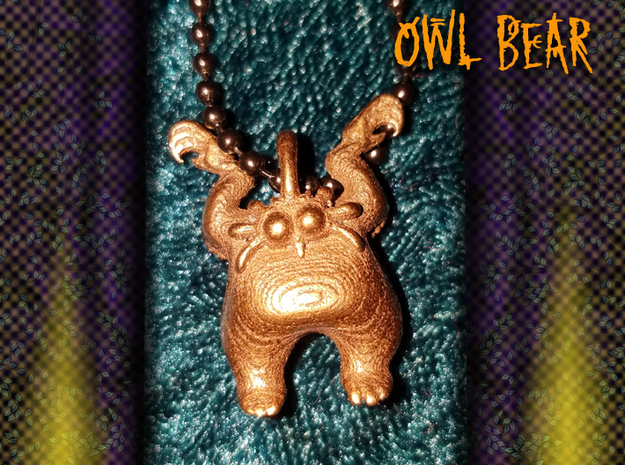 Owl Bear in Polished Bronze Steel
