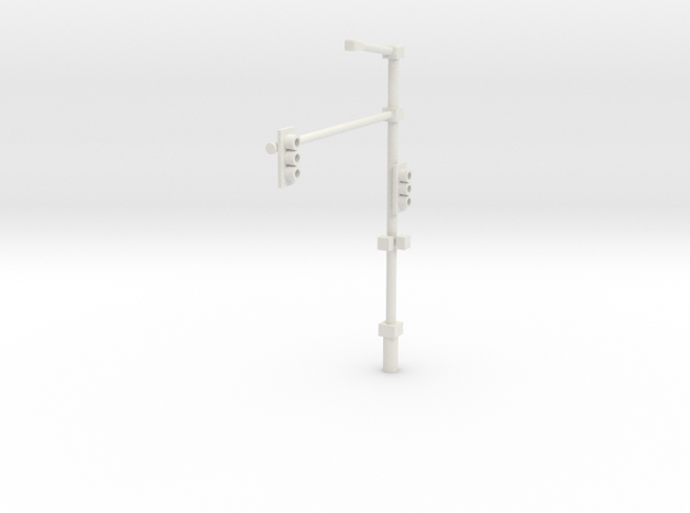 Traffic Light Signal Pole Assembled 1-87 HO Scale in White Natural Versatile Plastic