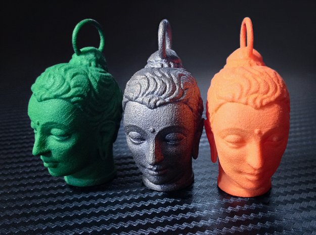 Gandhara Buddha Keychains 2 inches tall in Green Processed Versatile Plastic