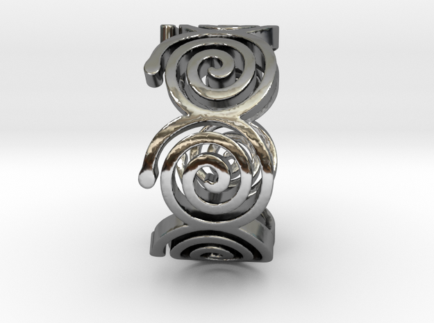  Seven Spirals Ring in Fine Detail Polished Silver: 7 / 54