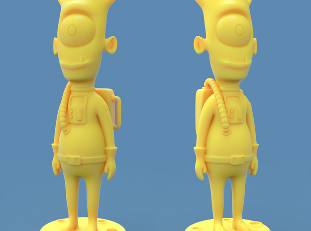 Alien toy figure in Yellow Processed Versatile Plastic