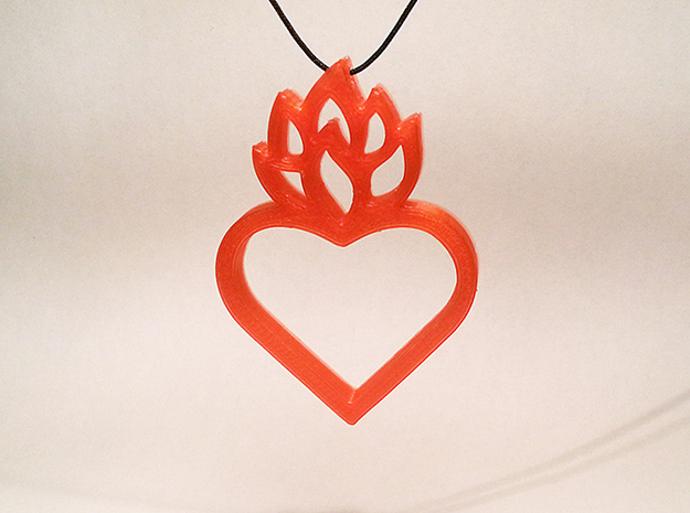 Flaming Heart No.01 in Red Processed Versatile Plastic