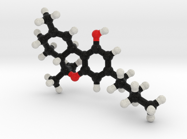 THC Molecule Model, scientific. 3 Sizes. in Full Color Sandstone: 1:10