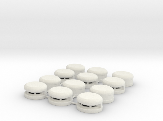 Set of 12 Oval Bunker / Pill Box in White Natural Versatile Plastic