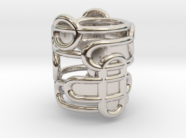 Half Interaction Ring - Size 54 in Rhodium Plated Brass