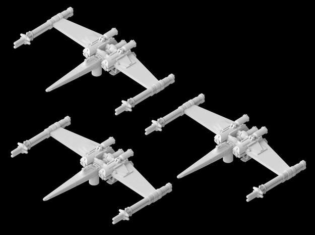 3x Cantwell's Prototype X-Wing "Closed" (1/270) in White Natural Versatile Plastic