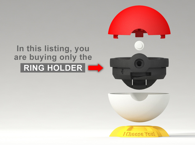 Pokeball Pokemon Go "Ring Box" (RING HOLDER) in Black Natural Versatile Plastic