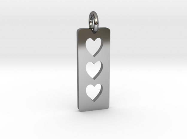 Triple heart Pendant - Cutout Collection in Fine Detail Polished Silver