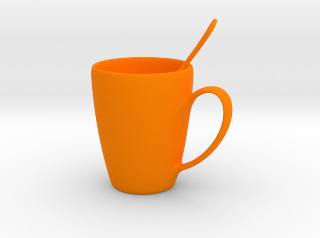 Coffee mug #5 XL - Spoon Included in Orange Processed Versatile Plastic