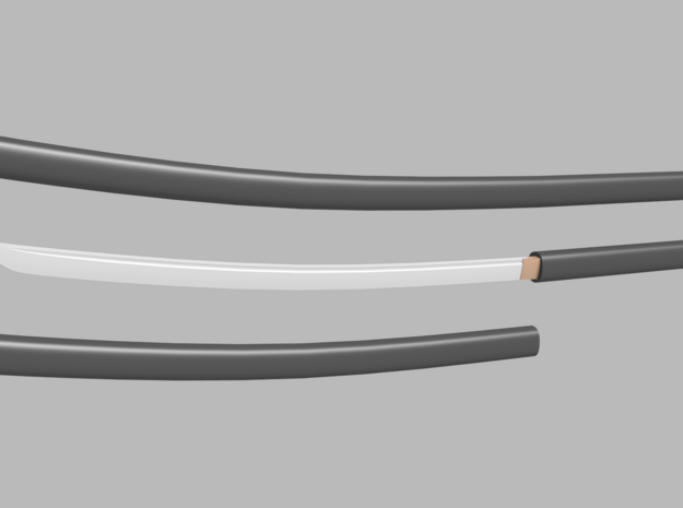 Katana - 1:6 scale - Curved Blade - Plain in Tan Fine Detail Plastic