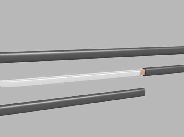Katana - 1:6 scale - Straight Blade - Plain in Tan Fine Detail Plastic