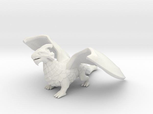 Inquisitive Dragon in White Natural Versatile Plastic