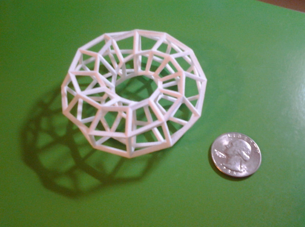 Hexagonal Torus (Wireframe) in White Natural Versatile Plastic