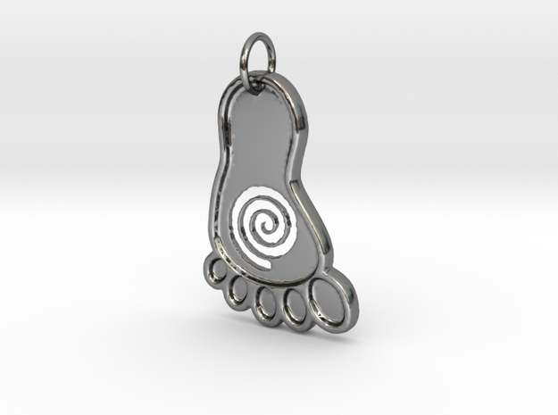 Foot Chakra Engraved Pendant in Fine Detail Polished Silver