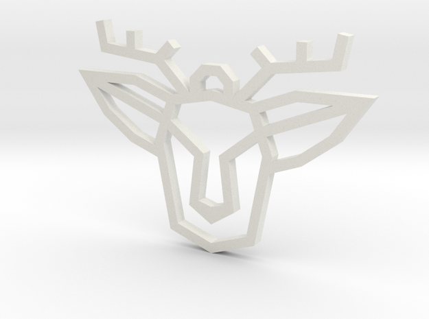 Geometric Deer Pendant in White Natural Versatile Plastic