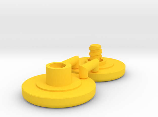 Dwemer spinner caps - Screw type, Standard in Yellow Processed Versatile Plastic